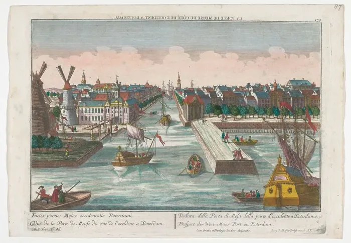 Framed Print : View of the Western New City Gate and Eastern New Main Gate in Rotterdam, 1742-1801. Creator: Anon Framed Print : View of the Western New City Gate and Eastern New Main Gate in Rotterdam, 1742-1801. Creator: Anon