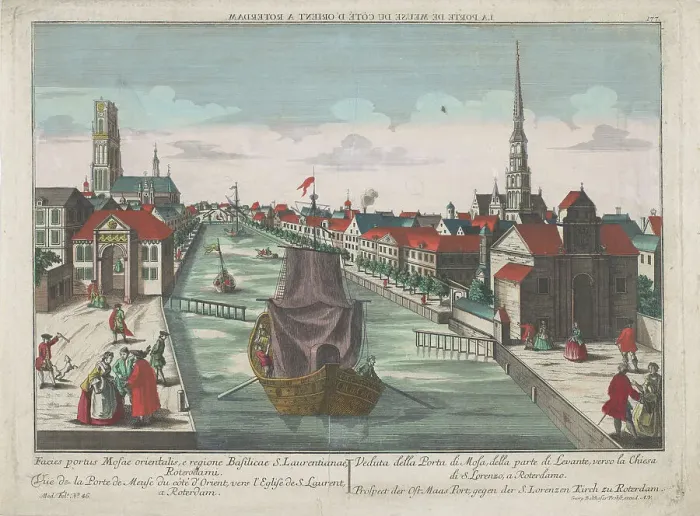 Framed Print : View of the Western Old Gate and Eastern Old Gate in Rotterdam, 1742-1801. Creator: Anon Framed Print : View of the Western Old Gate and Eastern Old Gate in Rotterdam, 1742-1801. Creator: Anon