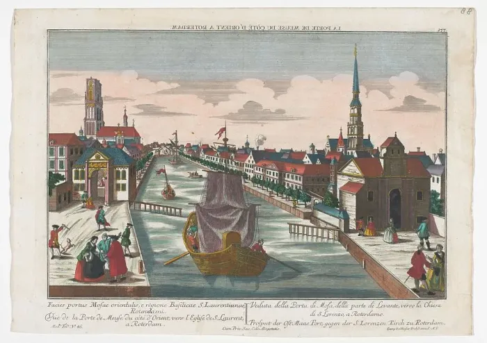 Framed Print : View of the Western Old Gate and Eastern Old Gate in Rotterdam, 1742-1801. Creator: Anon Framed Print : View of the Western Old Gate and Eastern Old Gate in Rotterdam, 1742-1801. Creator: Anon