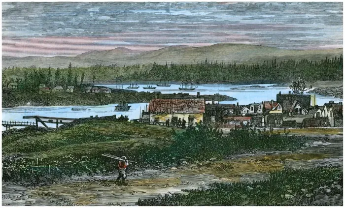 Framed Print : View of the western suburbs of Victoria, Vancouver Island, British Columbia, Canada, c1880 Framed Print : View of the western suburbs of Victoria, Vancouver Island, British Columbia, Canada, c1880