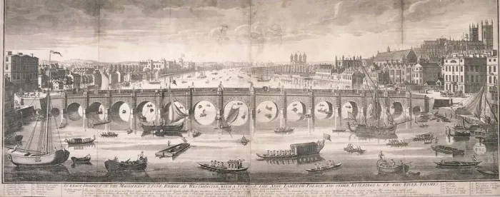 Framed Print : View of Westminster Bridge, London, 1751. Artist: T Willson Framed Print : View of Westminster Bridge, London, 1751. Artist: T Willson