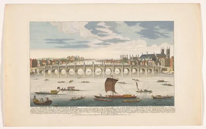 Framed Print : View of Westminster Bridge over the River Thames in London, viewed from the north, 1751. Creator: Fabr. Parr Framed Print : View of Westminster Bridge over the River Thames in London, viewed from the north, 1751. Creator: Fabr. Parr