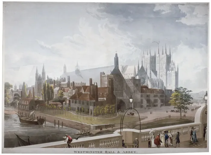 Framed Print : View of Westminster Hall and Abbey, from Westminster Bridge, London, 1819 Framed Print : View of Westminster Hall and Abbey, from Westminster Bridge, London, 1819