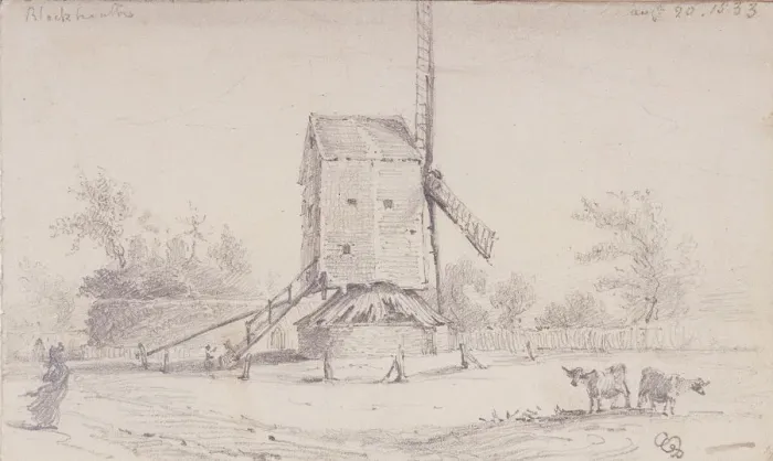 Framed Print : View of windmill on Blackheath, Greenwich, London, 1833. Artist: George Shepheard Framed Print : View of windmill on Blackheath, Greenwich, London, 1833. Artist: George Shepheard