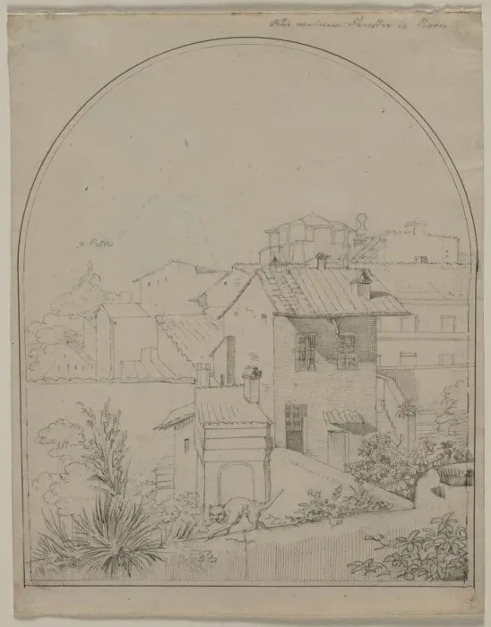 Framed Print : View from My Window in Rome, c. 1817. Creator: Carl Wilhelm Tischbein (German, 1797-1855) Framed Print : View from My Window in Rome, c. 1817. Creator: Carl Wilhelm Tischbein (German, 1797-1855)