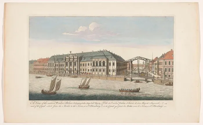 Framed Print : View of the Winter Palace and the canal between the rivers Mojka and Neva in Saint Pete... 1745-94. Creator: Unknown