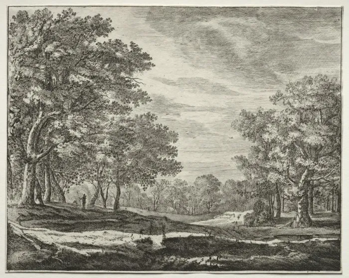 Framed Print : Six view in the wood of the Hague: A Man with a Staff in His Hand. Creator: Roelant Roghman (Dutch Framed Print : Six view in the wood of the Hague: A Man with a Staff in His Hand. Creator: Roelant Roghman (Dutch