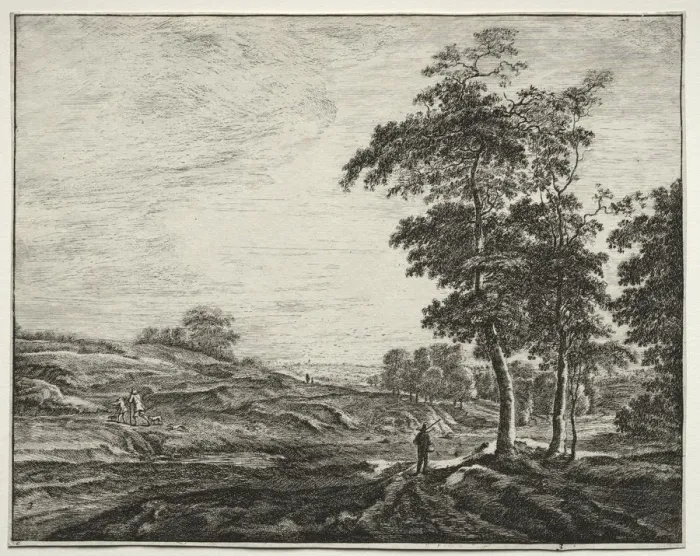 Framed Print : Six view in the wood of the Hague: Peasant Seen from the Back. Creator: Roelant Roghman (Dutch Framed Print : Six view in the wood of the Hague: Peasant Seen from the Back. Creator: Roelant Roghman (Dutch