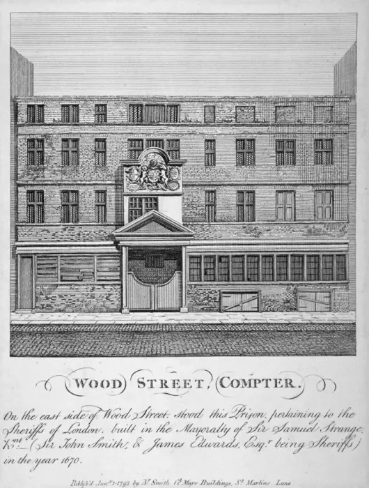 Framed Print : View of Wood Street Compter, City of London, 1793. Artist: John Thomas Smith Framed Print : View of Wood Street Compter, City of London, 1793. Artist: John Thomas Smith