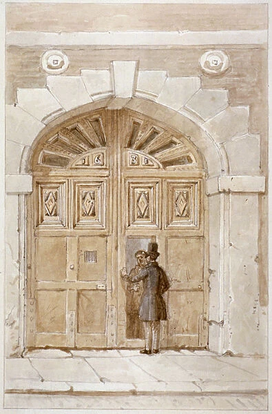 View of wooden gates dated 1631, at no 46 Lime Street, 1855. Artist: James Findlay