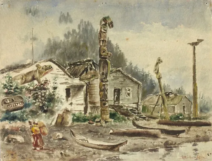 Framed Print : View of Wrangell, Alaska, in 1884. Creator: Theodore J. Richardson Framed Print : View of Wrangell, Alaska, in 1884. Creator: Theodore J. Richardson