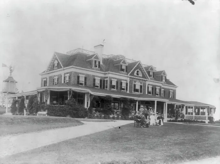Framed Print : View of yacht club, Oyster Bay, L.I. N.Y. 1905, n.d.. Creator: Frances Benjamin Johnston Framed Print : View of yacht club, Oyster Bay, L.I. N.Y. 1905, n.d.. Creator: Frances Benjamin Johnston