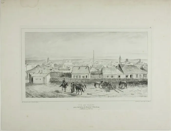 Framed Print : View of Yassy Taken from the Balcony of the St. Petersburg Hotel, Moldavia, July 19, 1837, 1840. Creator: Auguste Raffet Framed Print : View of Yassy Taken from the Balcony of the St. Petersburg Hotel, Moldavia, July 19, 1837, 1840. Creator: Auguste Raffet