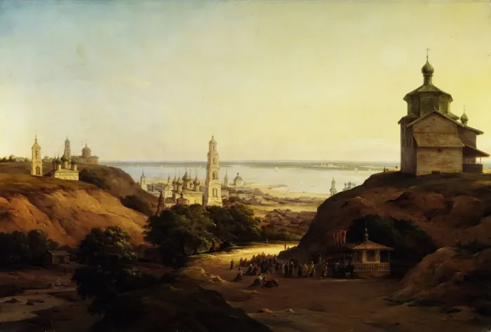 Framed Print : View of Yuryev-Povolzhsky, 1851. Artist: Chernetsov, Nikanor Grigoryevich (1805-1879) Framed Print : View of Yuryev-Povolzhsky, 1851. Artist: Chernetsov, Nikanor Grigoryevich (1805-1879)