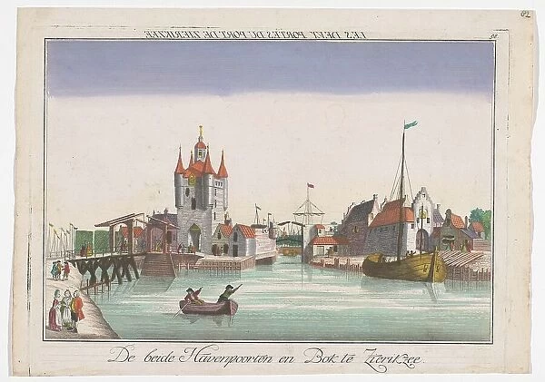 View of Zuidhavenpoort and Noordhavenpoort in Zierikzee, 1742-1801. Creator: Johann Balthasar Probst