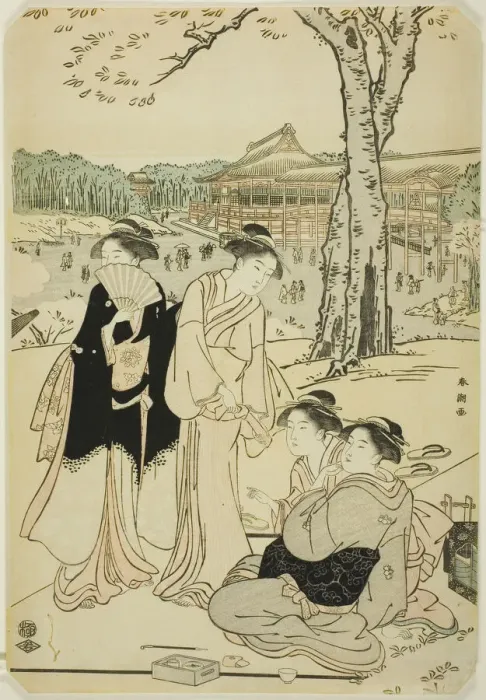 Framed Print : Viewing Cherry Blossoms at Ueno, c. 1780 / 1801. Creator: Katsukawa Shuncho Framed Print : Viewing Cherry Blossoms at Ueno, c. 1780 / 1801. Creator: Katsukawa Shuncho