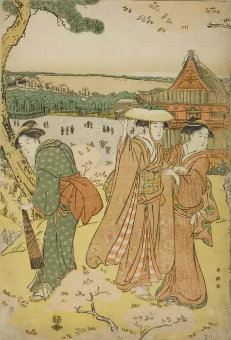 Framed Print : Viewing Cherry Blossoms at Ueno, c. 1780 / 1801. Creator: Katsukawa Shuncho Framed Print : Viewing Cherry Blossoms at Ueno, c. 1780 / 1801. Creator: Katsukawa Shuncho