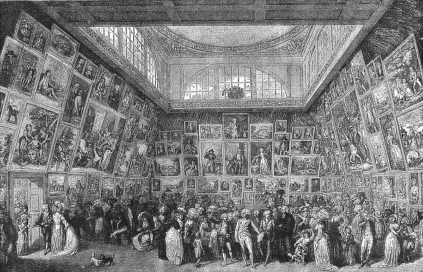 Viewing the Exhibition of the Royal Academy, 1787, 1886. Creator: Unknown