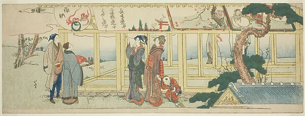 Viewing votive paintings, Japan, c. 1800. Creator: Hokusai
