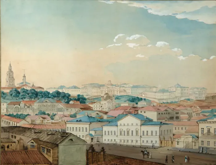 Framed Print : Viewof the Kazan University from the Bolaq, 1842. Artist: Rakovich, Andrei Nikolayevich (1815-1866) Framed Print : Viewof the Kazan University from the Bolaq, 1842. Artist: Rakovich, Andrei Nikolayevich (1815-1866)
