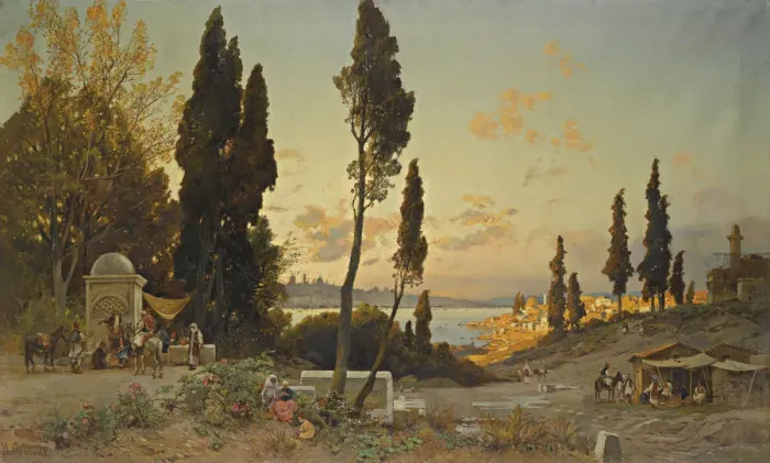 Framed Print : Views across the Bosphorus, Constantinople. Artist: Corrodi, Hermann David Salomon (1844-1905) Framed Print : Views across the Bosphorus, Constantinople. Artist: Corrodi, Hermann David Salomon (1844-1905)