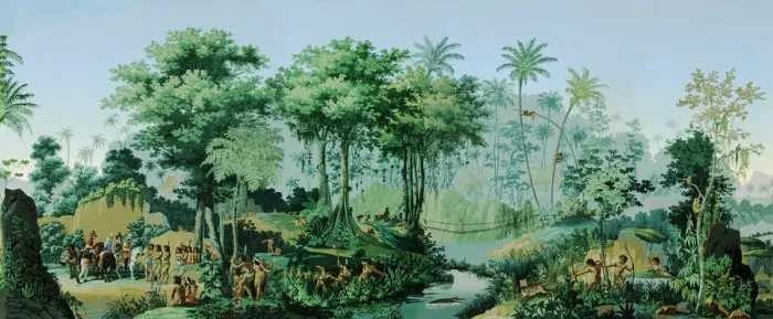 Framed Print : The Views of Brazil. Panoramic wallpaper (detail), c. 1830 Framed Print : The Views of Brazil. Panoramic wallpaper (detail), c. 1830