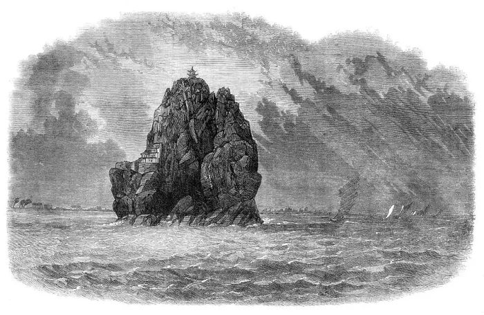 Framed Print : Views in China: the Little Orphan Rock, on the River Yang-Tze-Kiang, 1864. Creator: Unknown Framed Print : Views in China: the Little Orphan Rock, on the River Yang-Tze-Kiang, 1864. Creator: Unknown