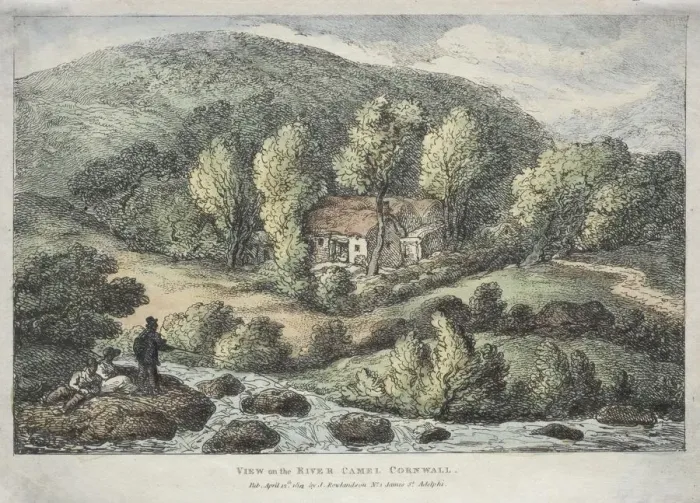 Framed Print : Views in Cornwall: View on the River Camel, Cornwall, 1812. Creator: Thomas Rowlandson (British Framed Print : Views in Cornwall: View on the River Camel, Cornwall, 1812. Creator: Thomas Rowlandson (British