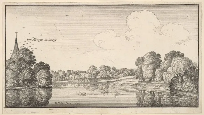 Framed Print : Views of countryside near Albury, Surrey, 1645. Creator: Wenceslaus Hollar Framed Print : Views of countryside near Albury, Surrey, 1645. Creator: Wenceslaus Hollar