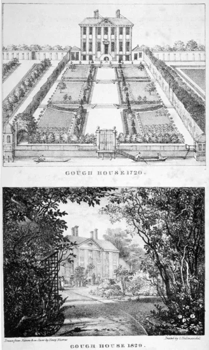 Framed Print : Two views of Gough House, West Road, Chelsea, London, c1830 Framed Print : Two views of Gough House, West Road, Chelsea, London, c1830