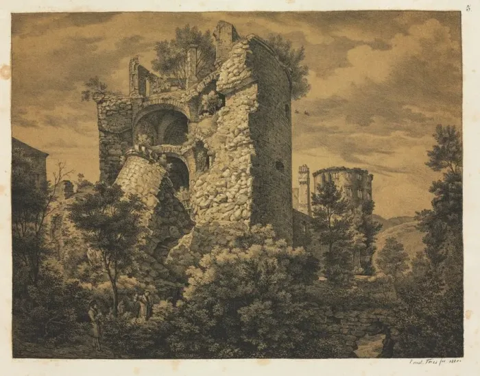 Framed Print : Six Views of Heidelberg Castle: Tower, 1820 Framed Print : Six Views of Heidelberg Castle: Tower, 1820