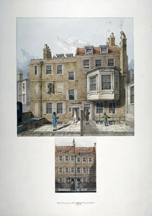 Framed Print : Two views of houses in Bell Yard, Chancery Lane, London, 1818. Artist Framed Print : Two views of houses in Bell Yard, Chancery Lane, London, 1818. Artist