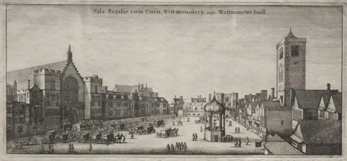 Framed Print : Views of London: New Palace Yard with Westminster Hall, and the Clock House, 1647 Framed Print : Views of London: New Palace Yard with Westminster Hall, and the Clock House, 1647