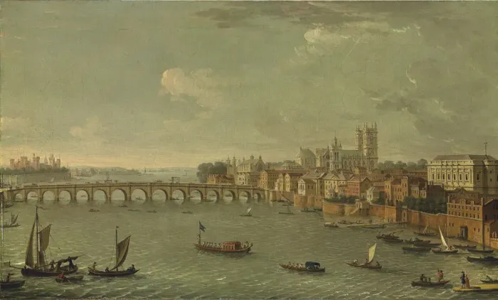 Framed Print : Four views of London: The Thames looking towards Westminster. Artist: Joli, Antonio (1700-1777) Framed Print : Four views of London: The Thames looking towards Westminster. Artist: Joli, Antonio (1700-1777)