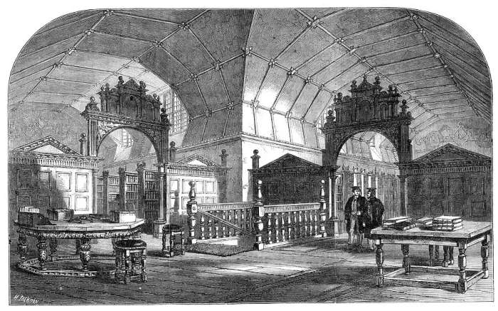 Framed Print : Views of Merton College, Oxford: the Library, 1864. Creator: Mason Jackson Framed Print : Views of Merton College, Oxford: the Library, 1864. Creator: Mason Jackson