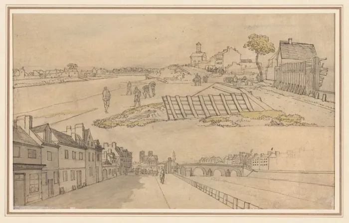 Framed Print : Two Views of Paris, first half 1800s. Creator: Georges Michel (French, 1763-1843) Framed Print : Two Views of Paris, first half 1800s. Creator: Georges Michel (French, 1763-1843)
