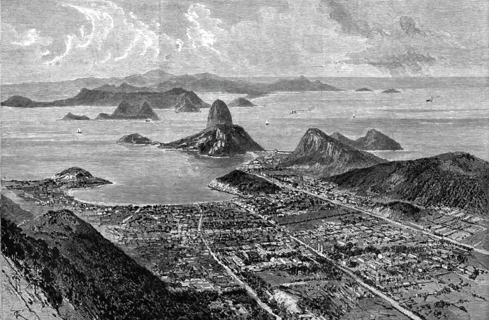 Framed Print : Views in Rio De Janeiro, South America; View from the summit of Corcovado, showing the suburb of B Creator: Unknown Framed Print : Views in Rio De Janeiro, South America; View from the summit of Corcovado, showing the suburb of B Creator: Unknown