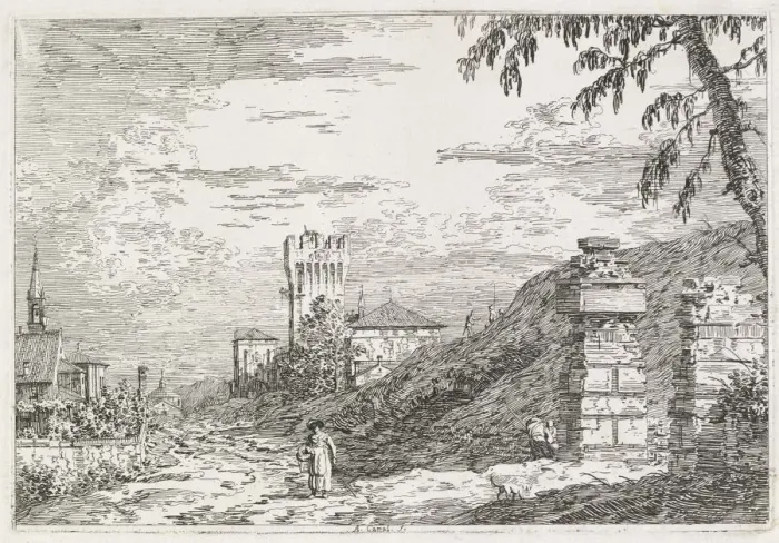 Framed Print : Views: Two Ruined Pillars, 1735-1746. Creator: Antonio Canaletto (Italian, 1697-1768) Framed Print : Views: Two Ruined Pillars, 1735-1746. Creator: Antonio Canaletto (Italian, 1697-1768)