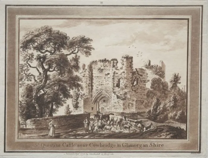 Framed Print : Twelve Views in South Wales: St. Quintins Castle near Cowbridge in Glamorganshire, 1775 Framed Print : Twelve Views in South Wales: St. Quintins Castle near Cowbridge in Glamorganshire, 1775