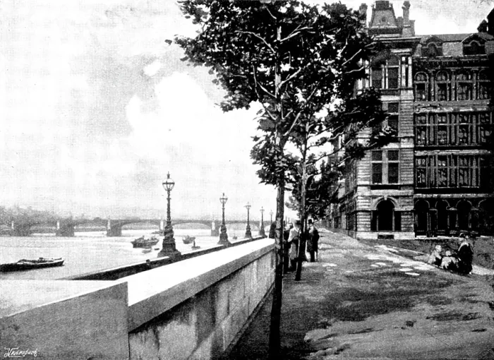 Framed Print : Views of St. Thomas's Hospital: the terrace of the hospital, 1895. Creator: George Meisenbach. Views of St. Thomas's Hospital: the terrace of the hospital, 1895 Framed Print : Views of St. Thomas's Hospital: the terrace of the hospital, 1895. Creator: George Meisenbach. Views of St. Thomas's Hospital: the terrace of the hospital, 1895