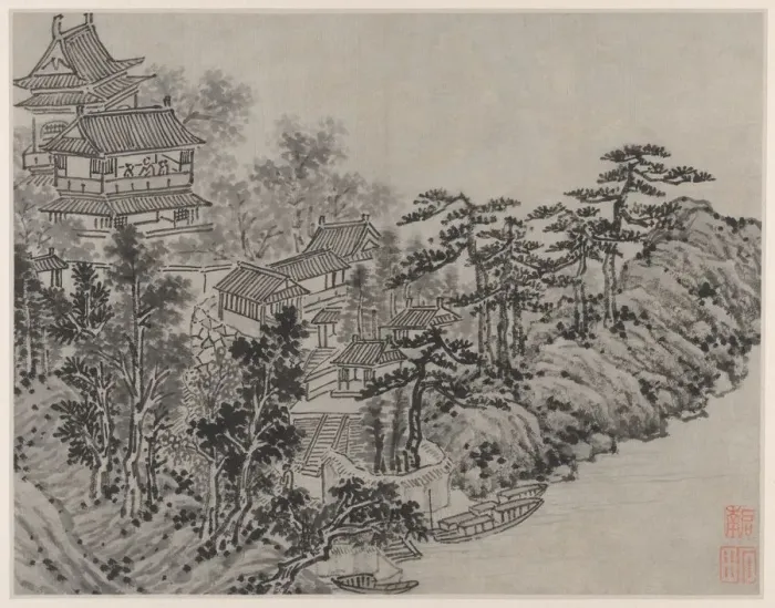 Framed Print : Twelve Views of Tiger Hill, Suzhou: Cloud-Climbing Pavilion, after 1490. Creator: Shen Zhou Framed Print : Twelve Views of Tiger Hill, Suzhou: Cloud-Climbing Pavilion, after 1490. Creator: Shen Zhou