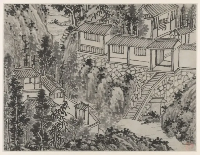 Framed Print : Twelve Views of Tiger Hill, Suzhou: The Pine Retreat, after 1490. Creator: Shen Zhou (Chinese Framed Print : Twelve Views of Tiger Hill, Suzhou: The Pine Retreat, after 1490. Creator: Shen Zhou (Chinese