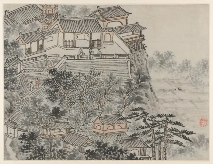 Framed Print : Twelve Views of Tiger Hill, Suzhou: The Five Sages Terrace, after 1490. Creator: Shen Zhou Framed Print : Twelve Views of Tiger Hill, Suzhou: The Five Sages Terrace, after 1490. Creator: Shen Zhou