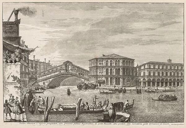 Views of Venice: The Bridge and Market of Rialto, 1741. Creator: Michele Marieschi (Italian