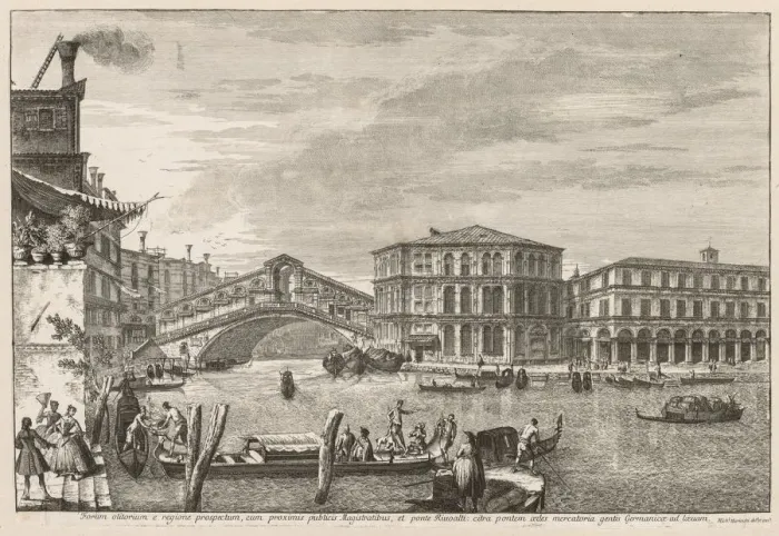 Framed Print : Views of Venice: The Bridge and Market of Rialto, 1741. Creator: Michele Marieschi (Italian Framed Print : Views of Venice: The Bridge and Market of Rialto, 1741. Creator: Michele Marieschi (Italian
