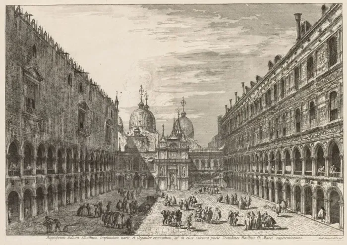 Framed Print : Views of Venice: The Courtyard of the Ducal Palace, 1741. Creator: Michele Marieschi (Italian Framed Print : Views of Venice: The Courtyard of the Ducal Palace, 1741. Creator: Michele Marieschi (Italian