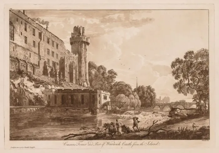 Framed Print : Views of Warwick Castle: Caesars ower and Part of Warwick Castle from the Island, 1776 Framed Print : Views of Warwick Castle: Caesars ower and Part of Warwick Castle from the Island, 1776