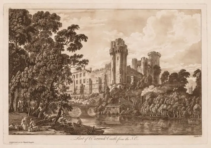 Framed Print : Views of Warwick Castle: Part of Warwick Castle from the South East, 1776. Creator Framed Print : Views of Warwick Castle: Part of Warwick Castle from the South East, 1776. Creator