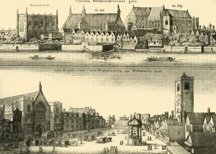 Framed Print : Two Views of Westminster, (1881). Creator: Unknown Framed Print : Two Views of Westminster, (1881). Creator: Unknown