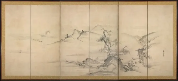 Framed Print : Eight Views of the Xiao and Xiang Rivers, 1700s. Creator: Watanabe Shik? (Japanese, 1683-1755) Framed Print : Eight Views of the Xiao and Xiang Rivers, 1700s. Creator: Watanabe Shik? (Japanese, 1683-1755)